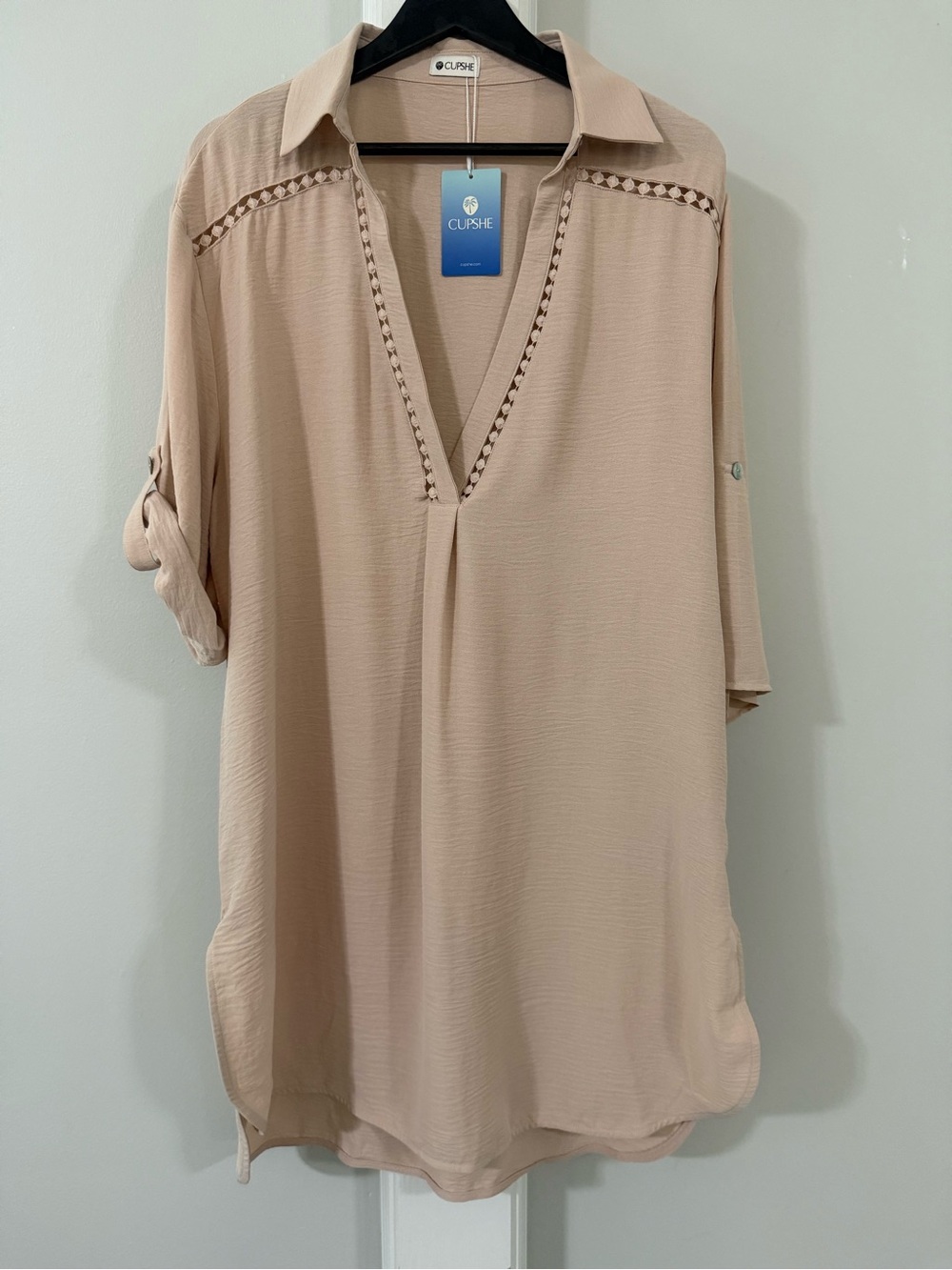Cupshe Insider Beige Cover-Up Tunic Dress